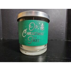 ELNM Home Evergreen Oh Christmas Tree Scented Jar Candle 3 Wick Silver Lid